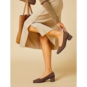 Chic Brown Block Heel Pumps